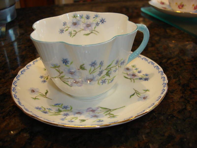 Vintage Shelley Cup Saucer Set Blue Rock 13591