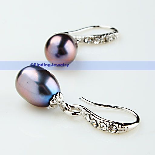   Black Pearl & Swarovski Crystal Drop Earring  LOW PRICE HIGH QUALITY