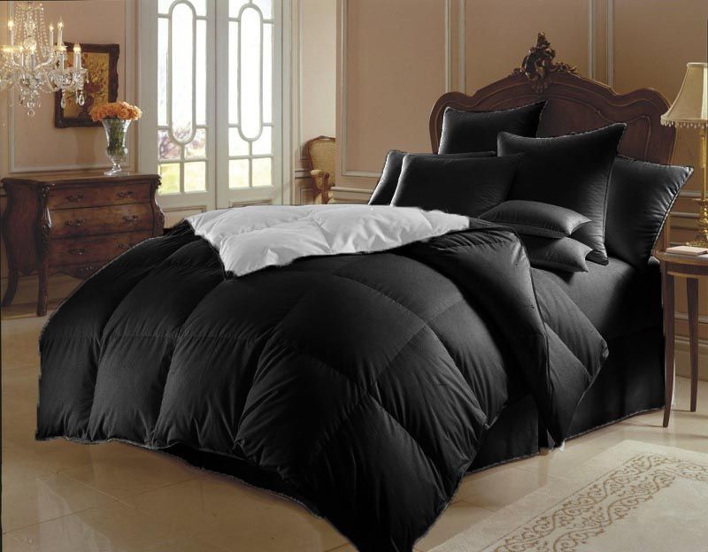 10pc New Soft Black White Reversible Comforter Sheet Set King Size Bed 