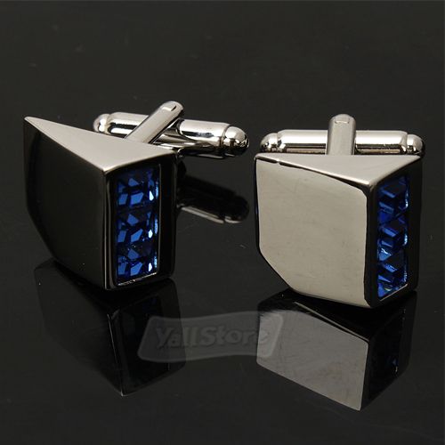   Blue Crystal Cufflinks Men apos s Gift Party Wedding Cuff Links