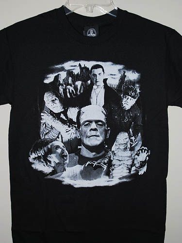   Universal Monsters Dracula Bride of Frankenstein Mens Black T Shirt S