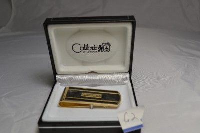 New Colibri Gold Black Onyx and Marble Inlay Engravable Money Clip 62 