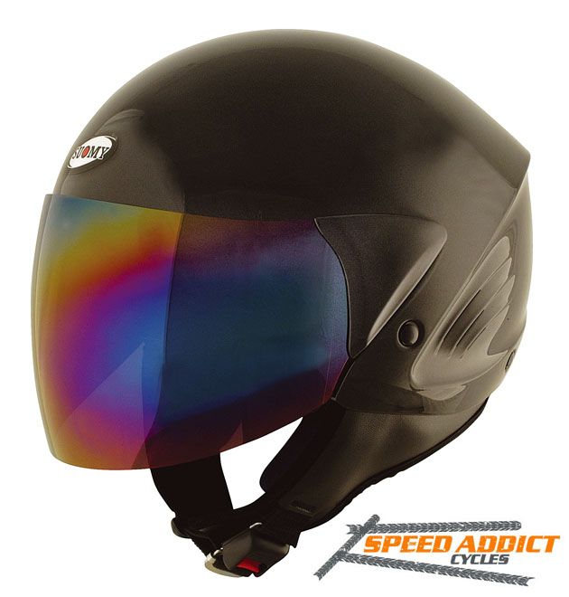 Suomy Jet Light Metallic Black Scooter Motorcycle Open Face Helmet x 