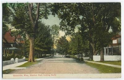 Greenville Mississippi Blanton Park Street Scene postcard 1910
