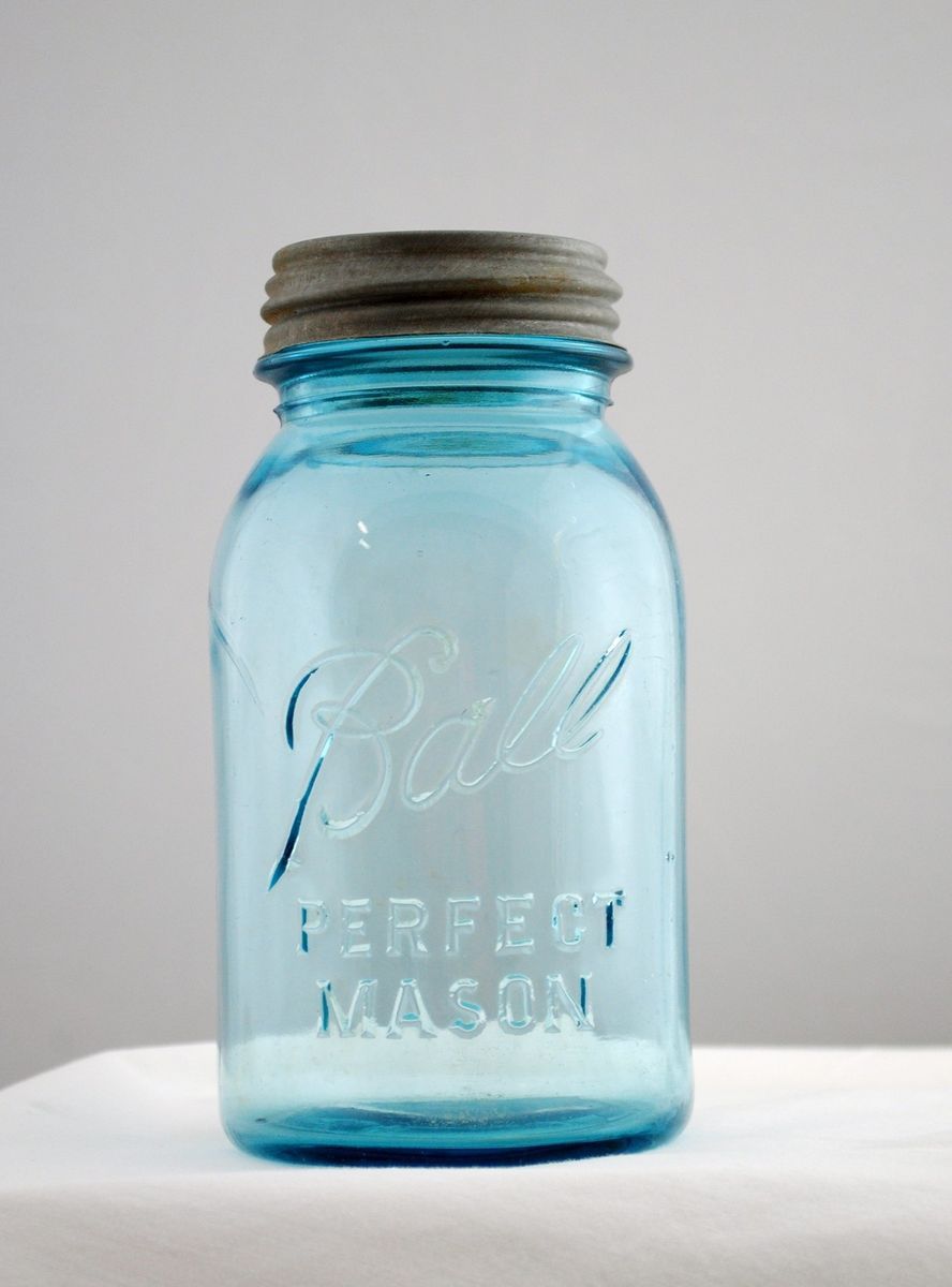 Vintage Ball Blue 1 Quart Perfect Mason Jar w/ Zinc Lid   Buy 1 or 100 