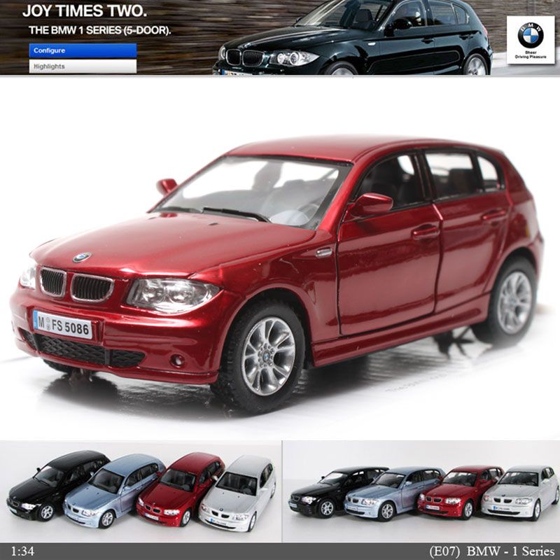 BMW 1 SERIES 134, 5 Color selection Diecast Mini Cars Toys Kinsmart 