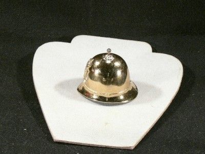 Vintage Brass Tone Hand Held Bell Bobby Hat England Police Helmet Cast 