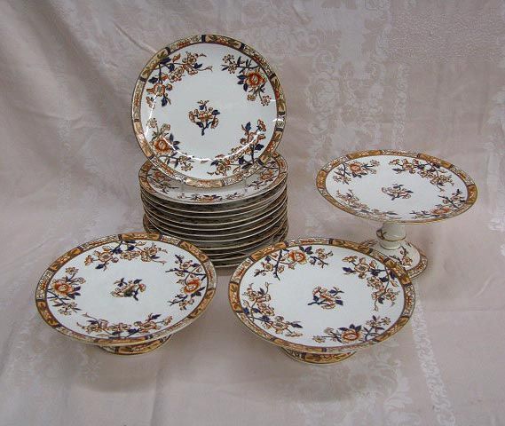 antique ejd bodley imari painted floral dessert set a fifteen 15 piece 