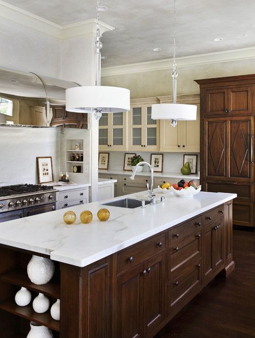   Design Kitchen Island with smart trays, bookshelves/display cabinet