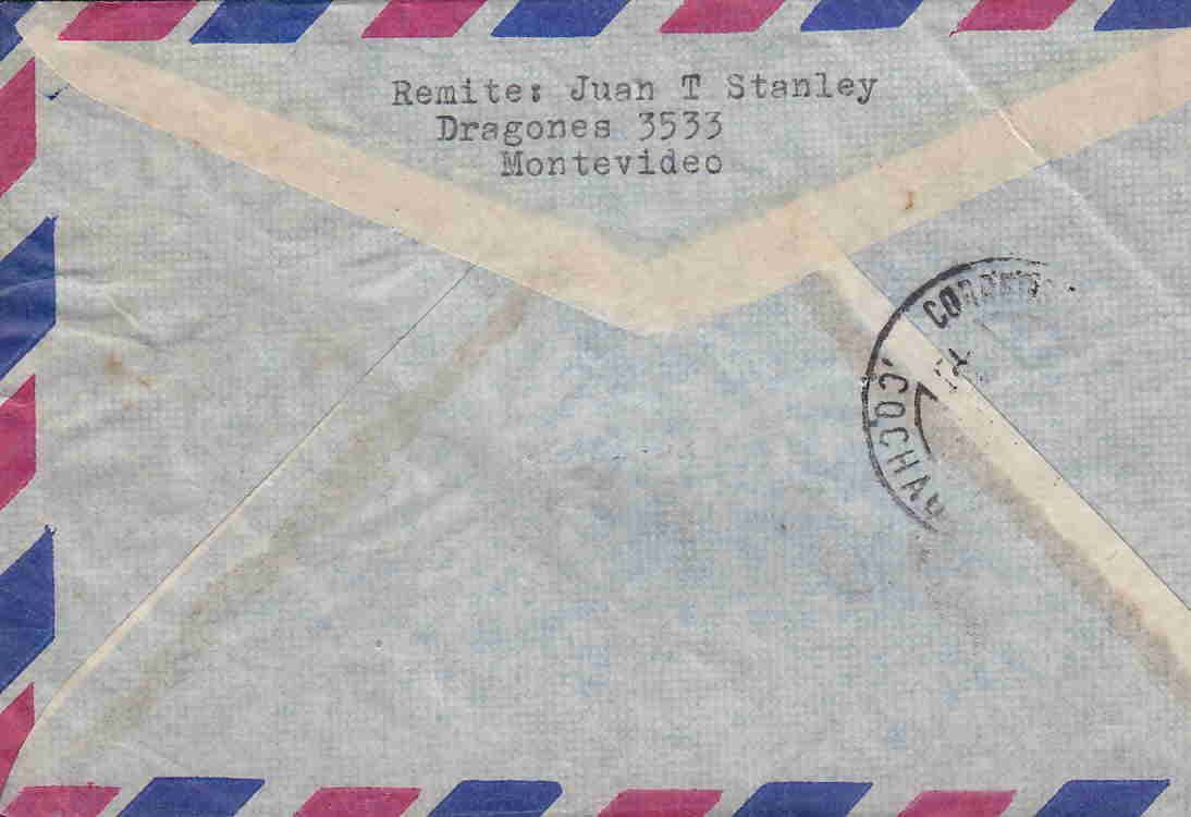 URUGUAY TO BOLIVIA RETURN TO SENDER COVER AAC8306