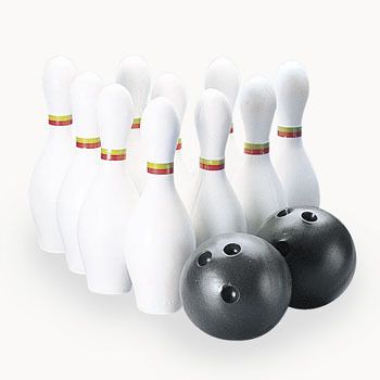 Kids Plastic 12 PC Bowling Ball Pins Set Party Classroom