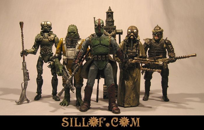 Steampunk Steam Star Wars Bounty Hunters Custom Action Figure Set by 