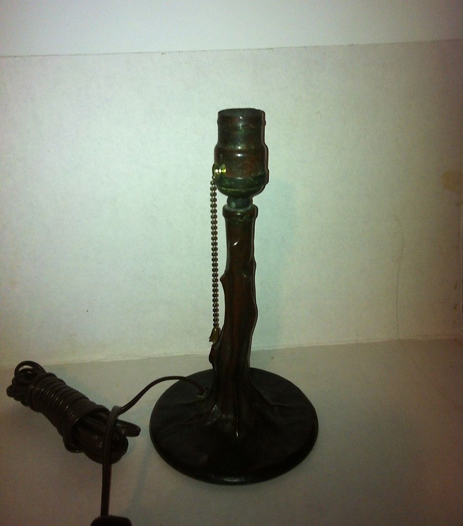 Antique Signed Handel Lamp Base Original Patina Bronze