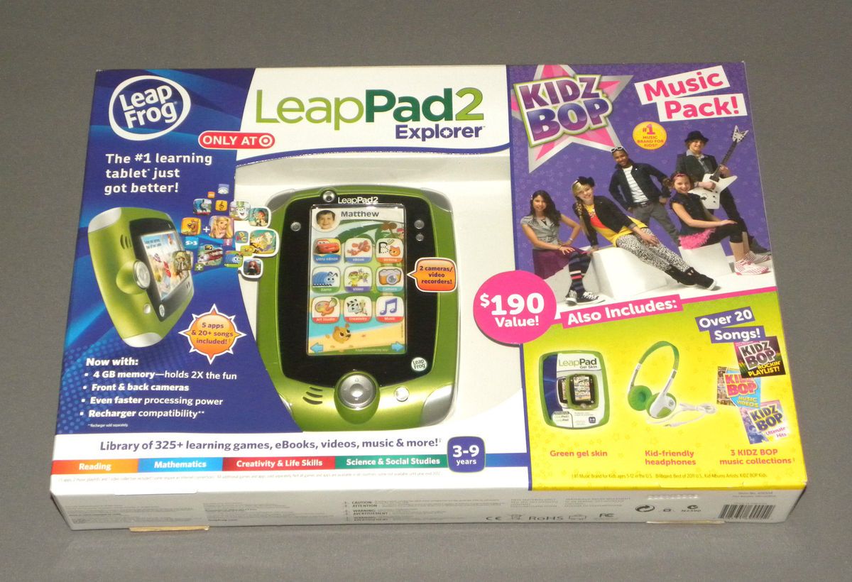 LeapPad 2 Explorer Kidz Bop Music Pack Green Kids Gel Skin Headphones 