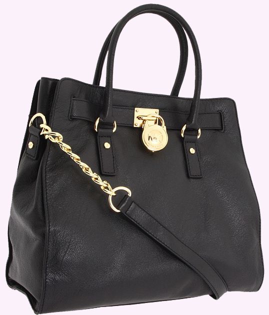 Michael by Michael Kors Hamilton E w Black Satchel with Gold Hardware 