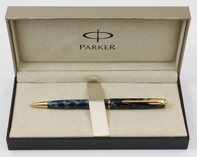 Parker Sonnet Ballpoint Pen Lacquered Marbled Sky Blue Gift Boxed New 