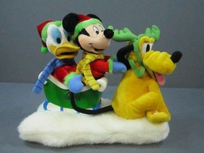 Animated Pluto Mickey Donald on A Sleigh with Music by Gemmy 