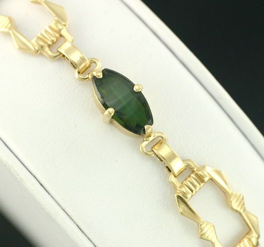   Gold Wordley Allsopp Bliss Co Green Tourmaline Bracelet Estate