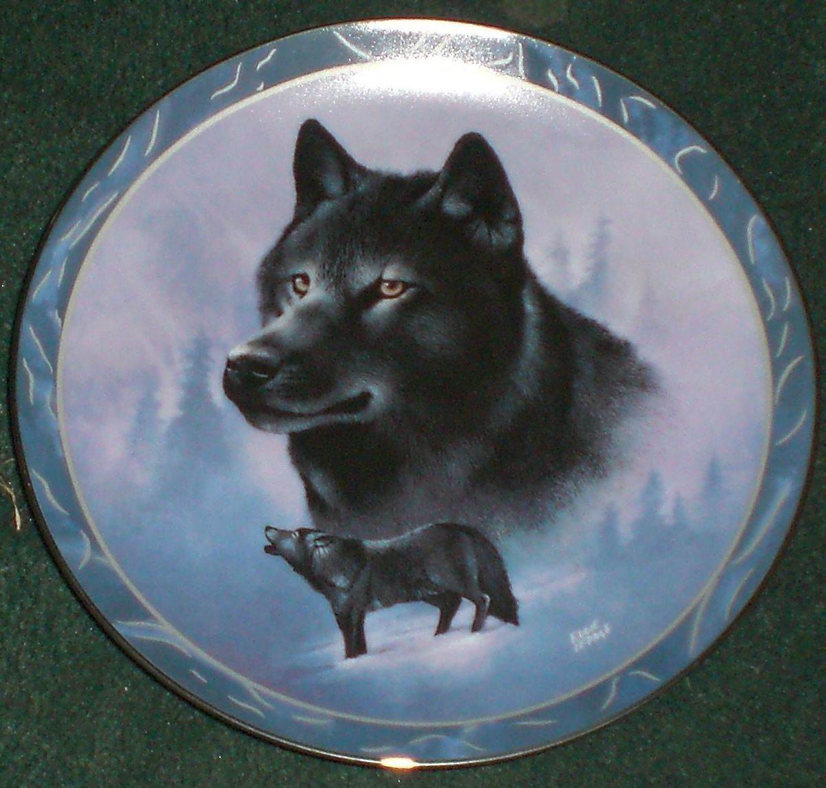 Bradford Exchange Black Knight The Spirit Of The Wilderness Wolf Plate 