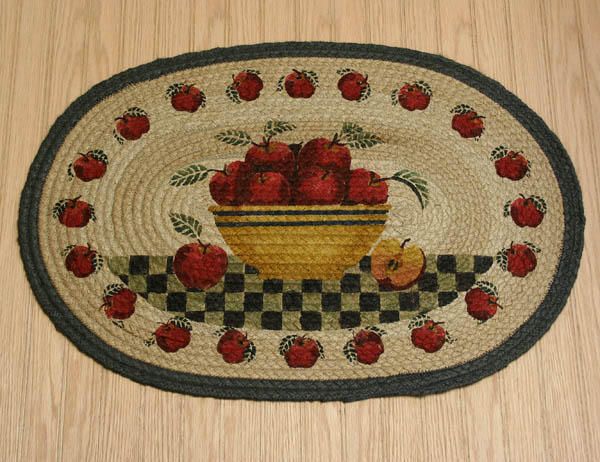 Country Rug Apple Basket Rug Braided Oval Kitchen Rug Country Decor 