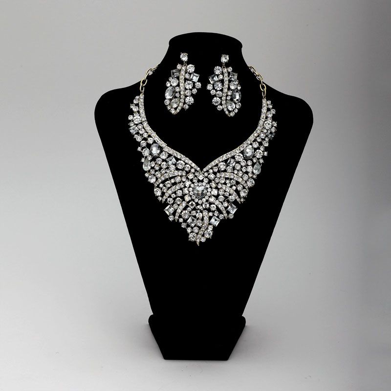   Crystal Wedding Bridal Jewelry Necklace Earrings Set