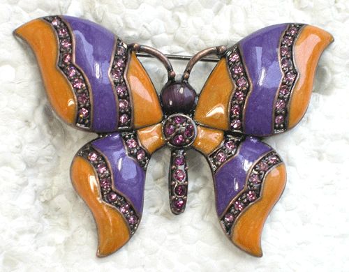 Purple Rhinestone Crystal Butterfly Pin Brooch C279