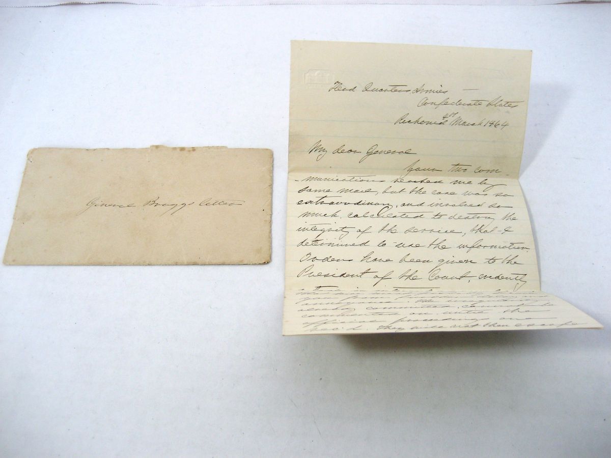 RARE 1864 Braxton Bragg Civil War Secretarial Letter Lafayette Mclaws 