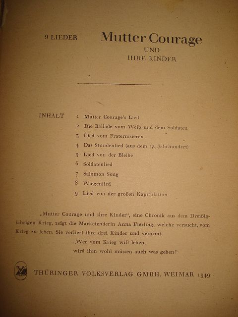 Mutter Courage Brecht Dessau 1949 Deustch