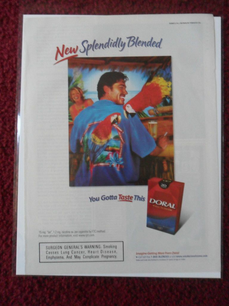 2002 Print Ad Doral Cigarettes ~ Parrot Shirt in the Tiki Hut Bar