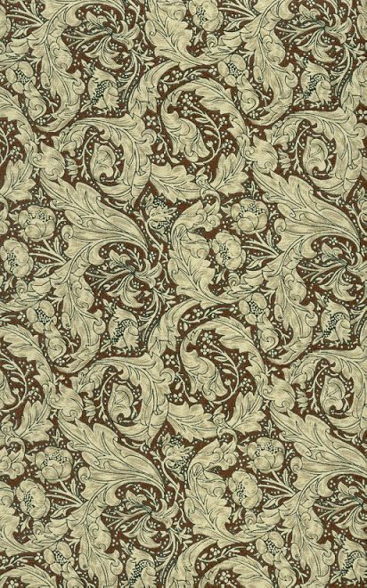 RARE British Rose Hubble Art Nouveau William Morris Fabric Daisy Brown 