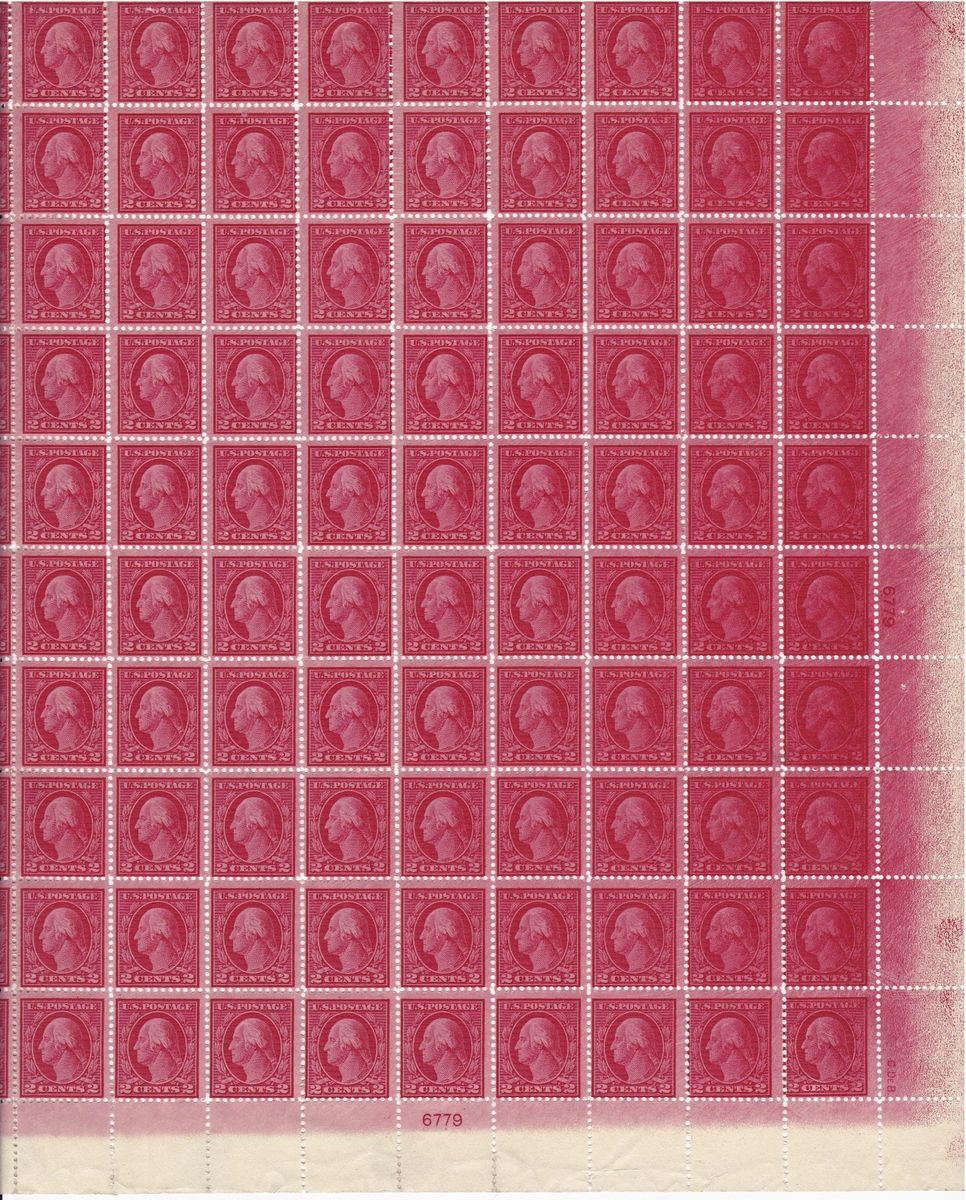 Scott 406 2 Cent Washington Sheet of 100 F VF Color