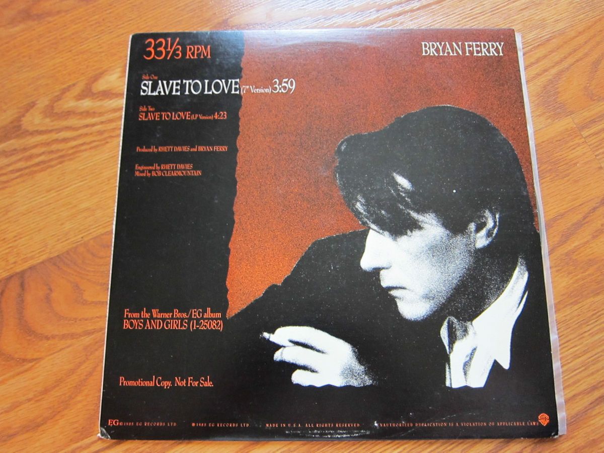 BRYAN FERRY Slave to Love 12 inch promo long short ex Roxy Music