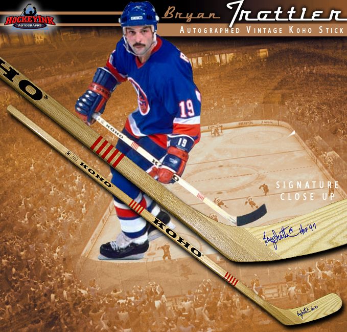  Bryan Trottier NYI Signed Koho Stick