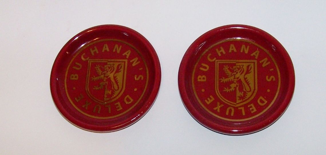 Buchanans Deluxe Scotch Whiskey Ceramic Bar Coasters Lot of 2 Plum 