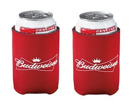 BUDWEISER BUD 2 BEER CAN WRAP COOLERS KOOZIE COOLIE HUGIE NEW