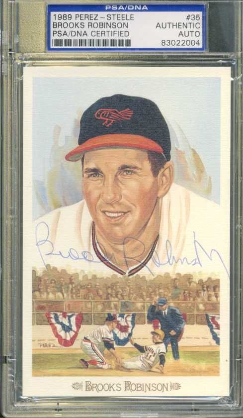 brooks robinson signed perez steele psa dna slabbed