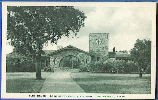 Brownwood Texas TX 1930s Clubhouse Lake Brownwood State Park Albertype 