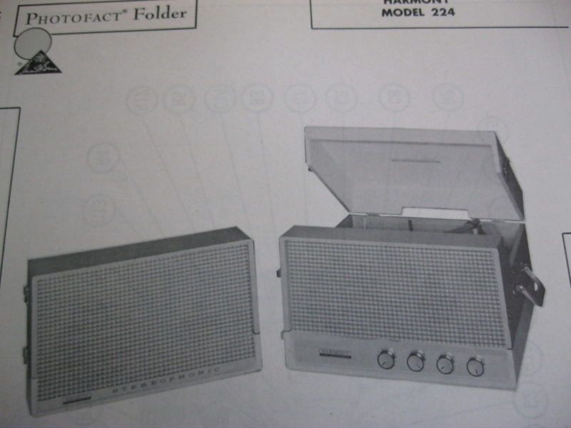 harmony 224 phonograph record player photofact  5