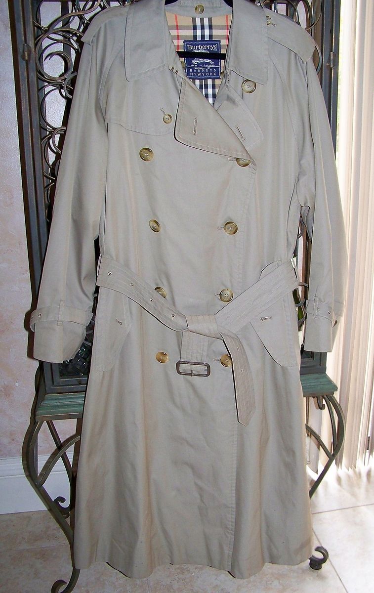 BURBERRY LONDON from BARNEYS KHAKI NOVA CHECK TRENCH COAT 42 XL 