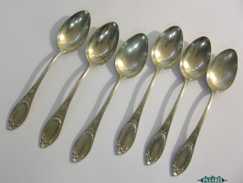 Fine Antique Set Of 800 Silver 6 Spoons Buchwald Germany Ca 1900