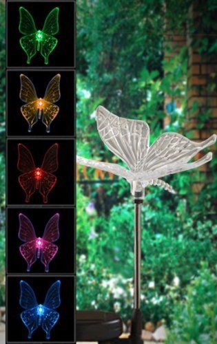 Solar Butterfly Garden Yard Decor Stake Multi Color Changing LED Light 