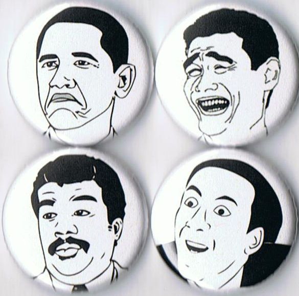 Rage Comic Pins Buttons Badges You DonT Say NIC Cage Obama not Bad 