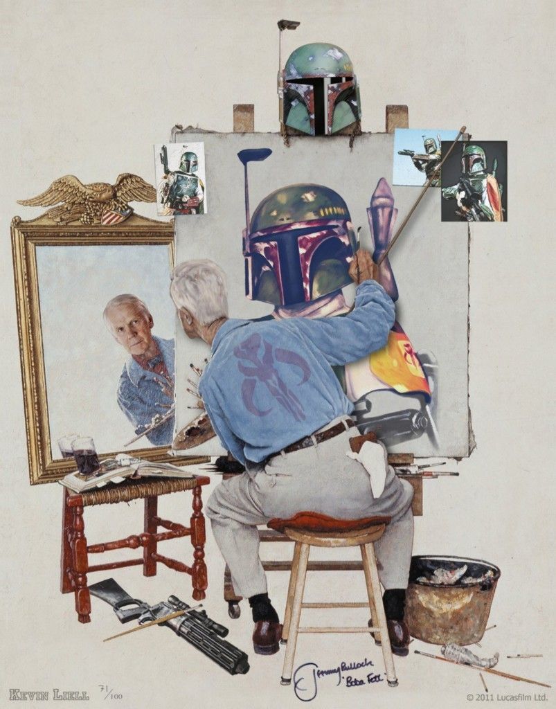   Fett Rockwell Print Autographed by Fett Actor Jeremy Bulloch