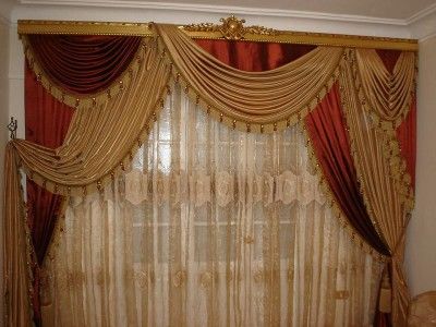 curtains Gold and burgundy drapery 100% hand made Egyptian TASSEL 