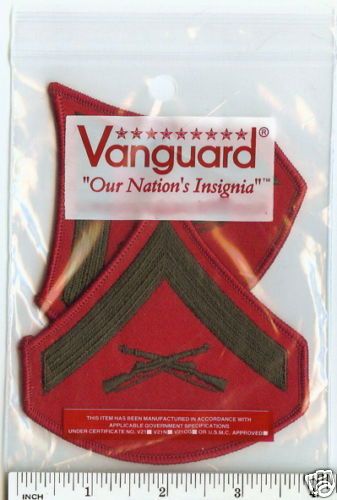 USMC Lance Corporal LCpl Marines E3 Chevrons PATCH pair green/red for 