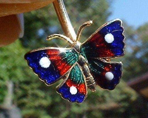 14K SOLID GOLD ENAMEL BUTTERFLY BELLY BUTTON PIERCING NAVEL RING BODY 