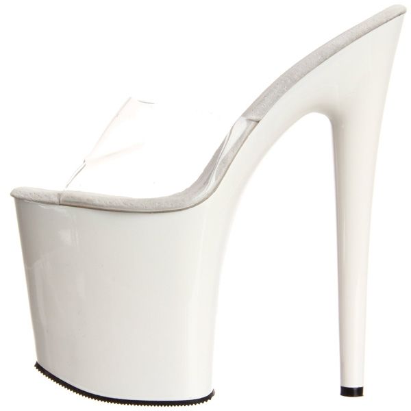   Heel Clear White 8 Heel Platform Mule PLEASER Flamingo 801 C W