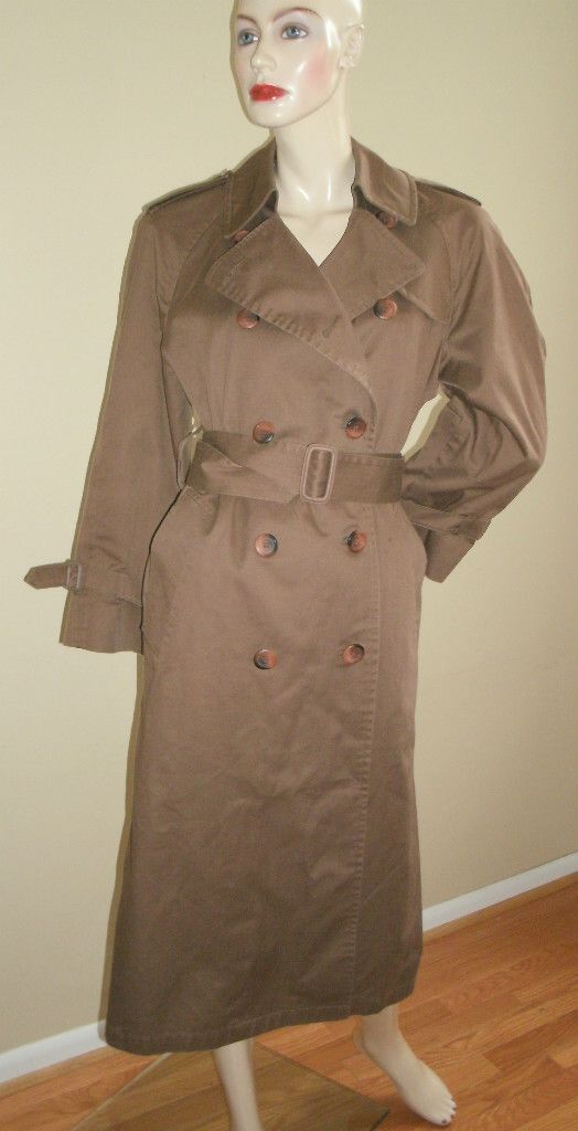 80s Vintage Dark Brown London Fog Long Trench Coat Belt Included 10P 