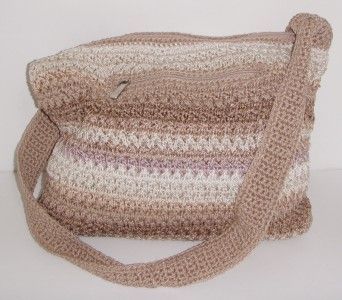 New The Sak Cambria Crochet Dune Stripe Casual Hobo Bag