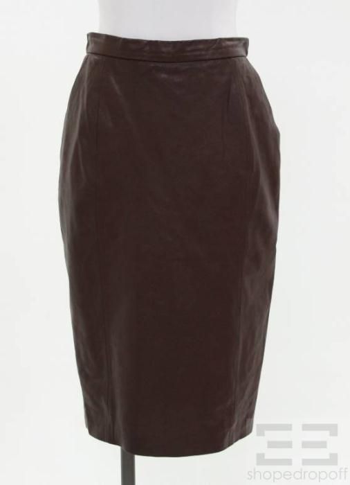 By Malene Birger Burgundy Leather Pencil Skirt Size 36